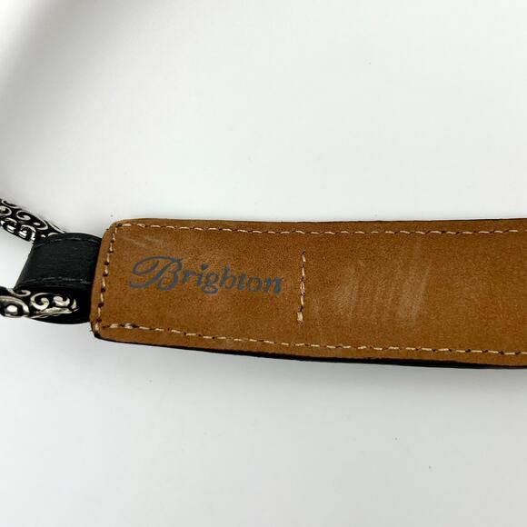 Brighton Gray Leather Belt Womens 38 Oval Ring Hook Closure Classic Style Silver main image 13